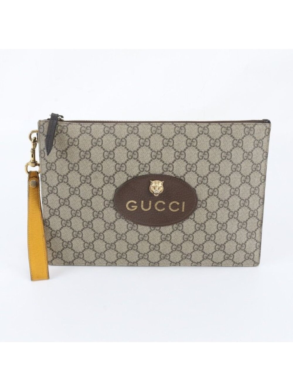 Gucci GG Supreme Neo Vintage Leather Clutch Pouch
